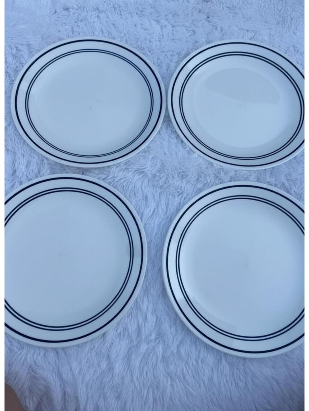 Set of 4 vintage Corelle dinner plates "Classic Cafe Blue" pattern 10 inch